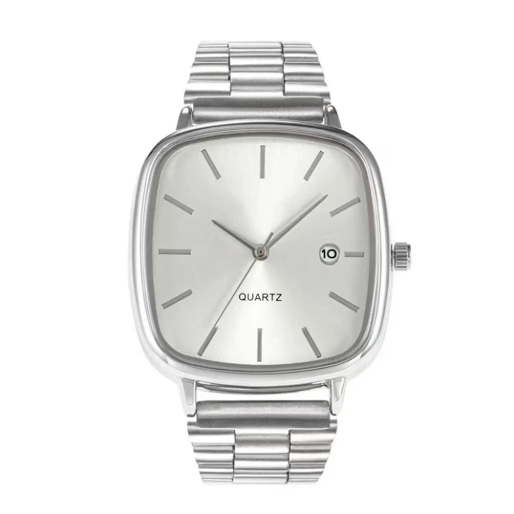 Fashion Square Watches Simple Adjustable Strap Couple's Wristwatches Steel Belt Quartz Wristwatches Men Women