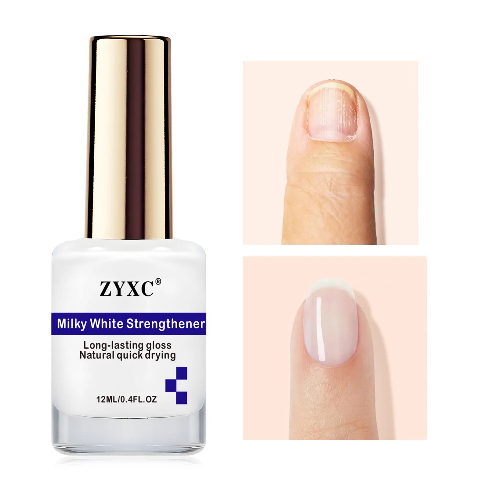 Milky White Nail Polish with Keratin Strengthener – Protects nails, provides high-gloss shine, long-lasting and quick-drying. Ai