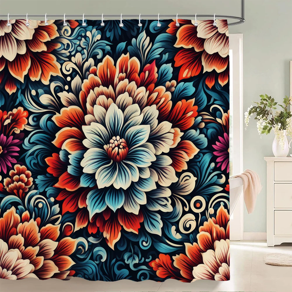 

1 pcs colorfulful floral pattern polyester shower curtain bathroom partition curtain bathroom water-blocking decorative curtain
