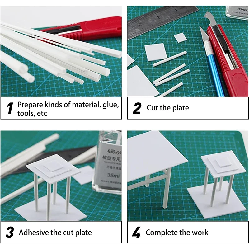50/10 Stück ABS-Kunststoff-Vierkantrohr, hohle quadratische Stangenstangen, Styrolstange für DIY-Sandtisch, architektonische Modellbau – Detail 2