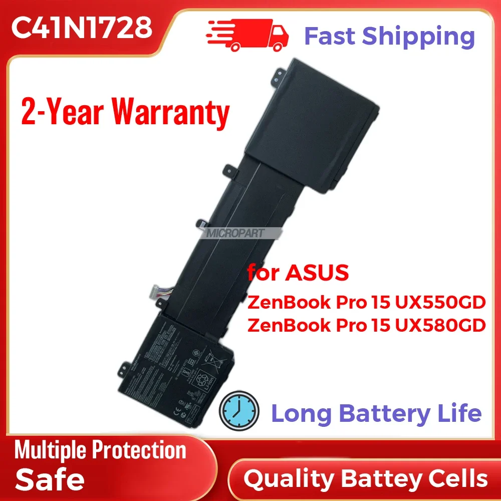 C41N1728 Battery Replacement for Asus ZenBook Pro 15 UX550GD UX550GE UX580GD UX580GE Laptop Computers Long Battery Life 71Wh