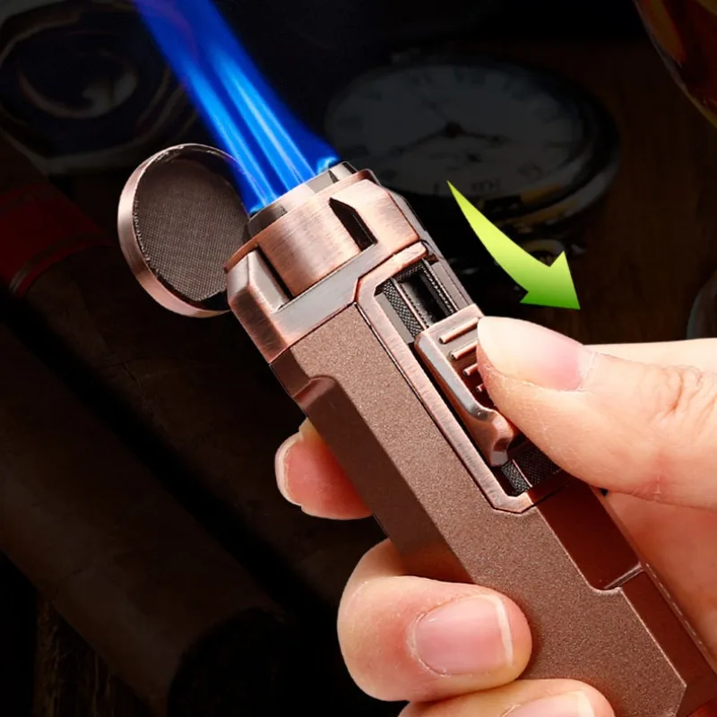 Zhongbang ZB205 New Three-fire Direct-fire Lighter Metal Cigar Punch Windproof Inflatable Cigarette Lighter Wholesale