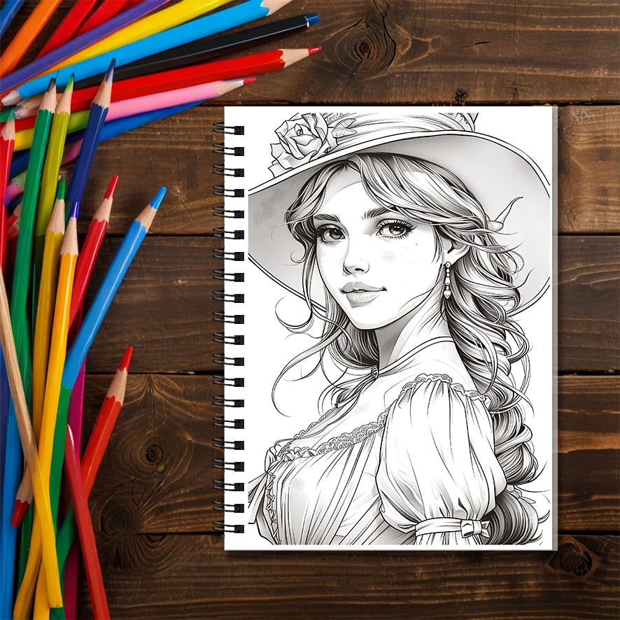 Libro da colorare per donna elegante per adulti - Libro da colorare da 8,3 x 11,2 pollici a 22 pagine - Aiuta a ridurre lo stress e allevia le emozioni