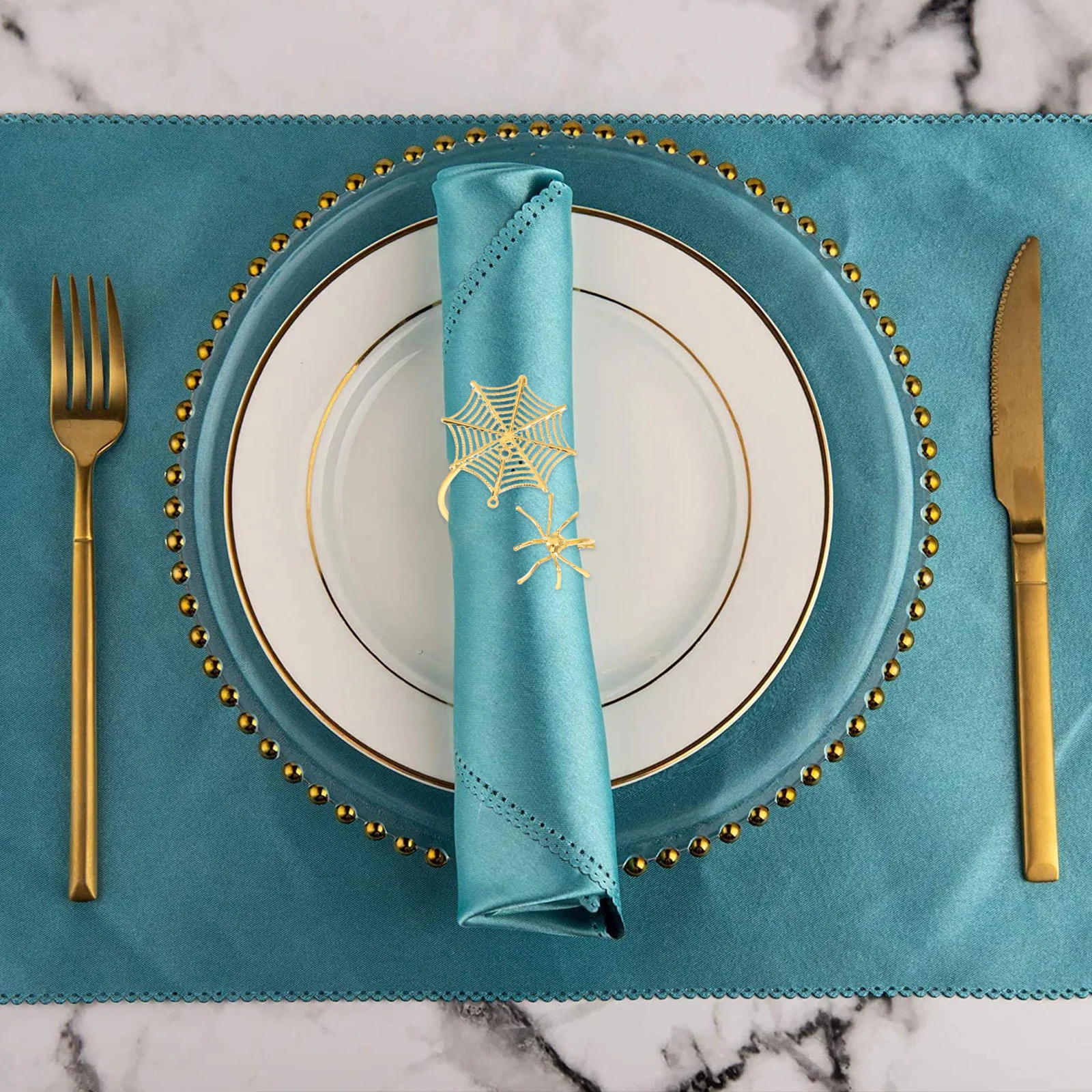 

6Pcs Halloween Spider Napkin Rings Metal Buckle Serviette for Dinner Party Table Setting Spooky Decor Spider Napkin Ring