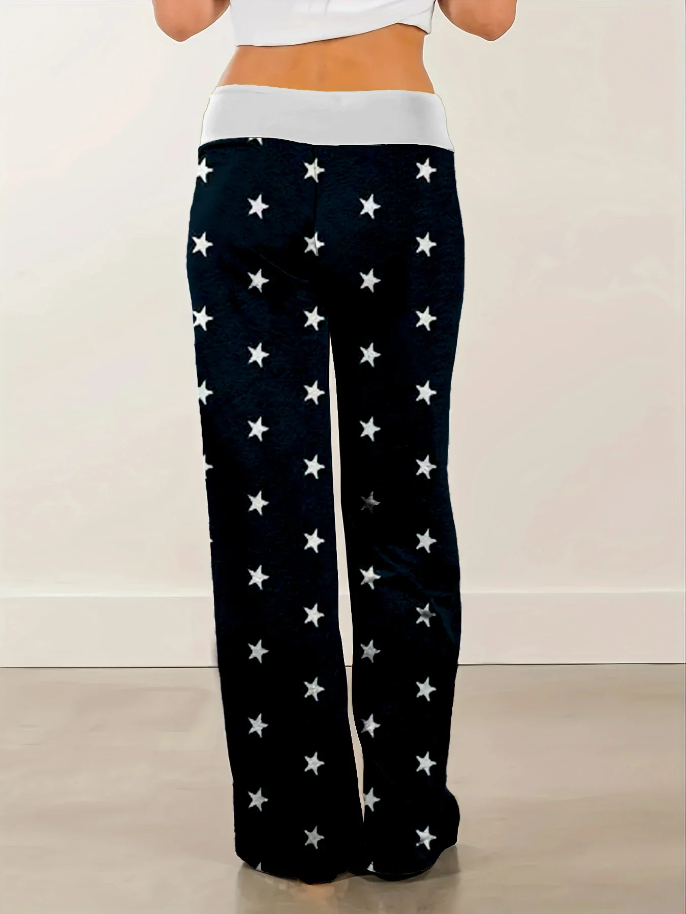 Autumn Fashion Women\'s Casual Loose Stretch Printing Long Wide Leg Yoga Pants Ladies Drawstring Lounge Pants Pajama Pants