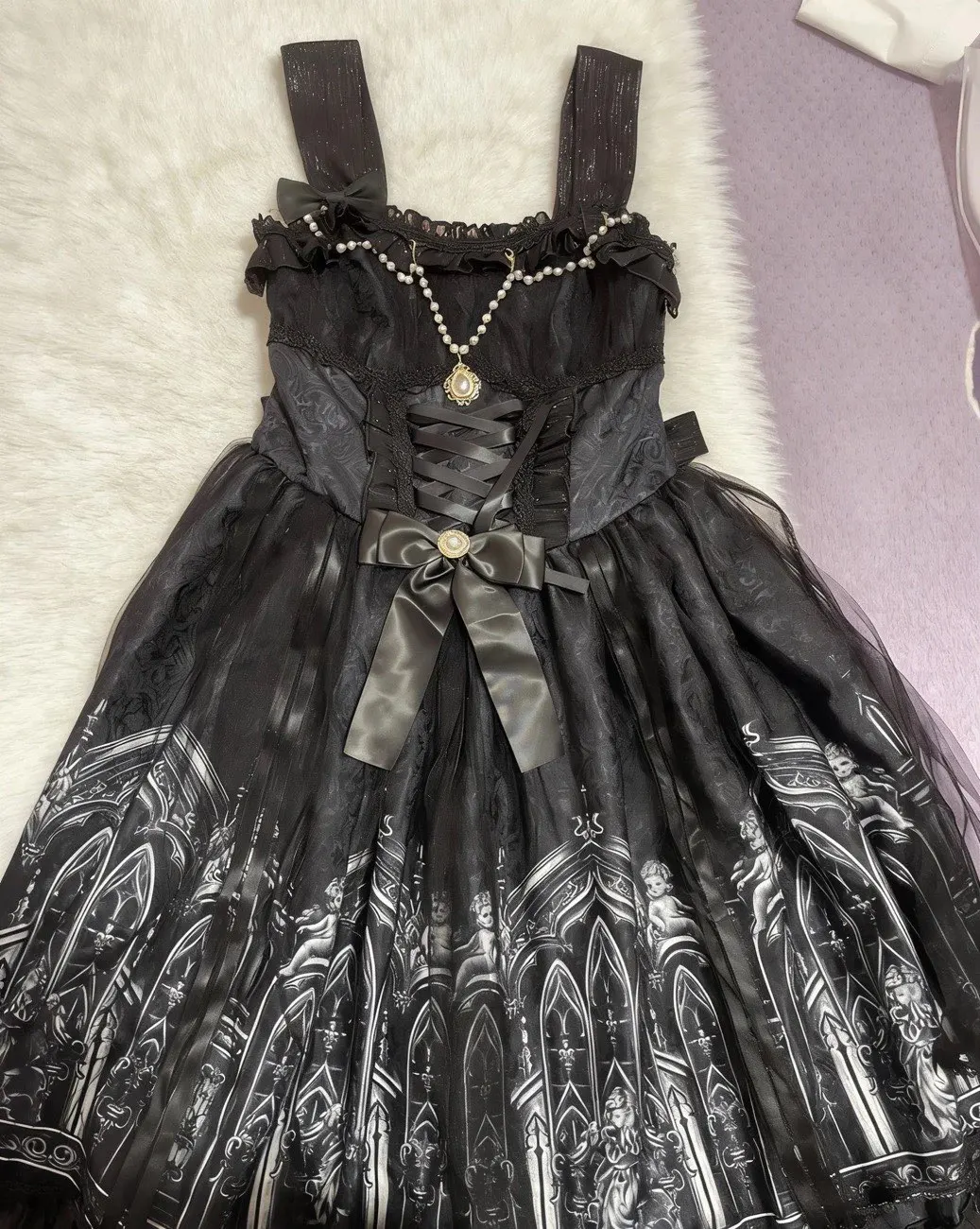 Japanese Harajuku Y2K Punk Tea Party Dress Gothic Dress Women Victorian Dark Pattern Long Sleeve Mesh Shawl Lolita Dress Girls