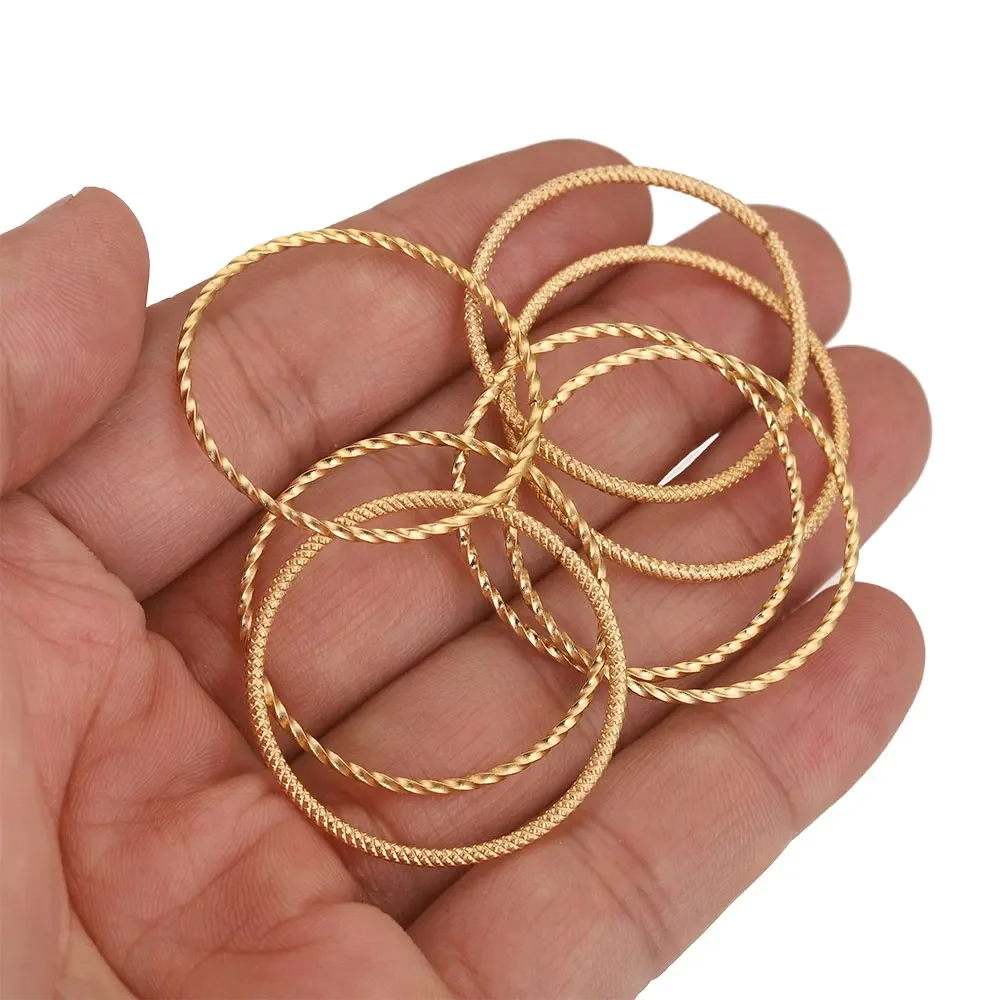 10pcs 30/50MM Twisted Large Circle Stainless Steel Gold Plated for Diy Connectors Earring Bezel Blank Jewellery Making Supplies