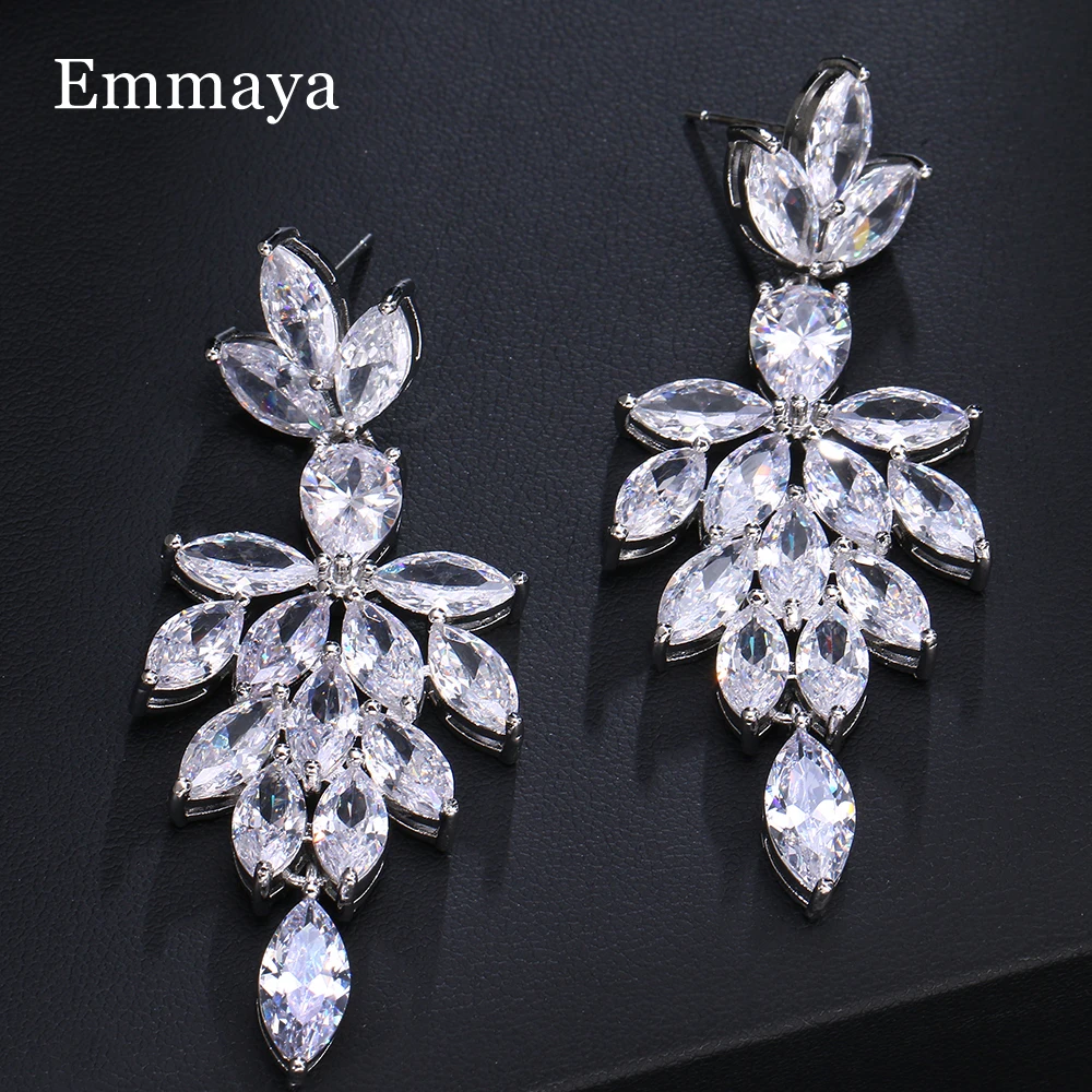 Emmaya New Arrival Fashion Wedding Party Dress-Up Shiny Zirconia Earring Leaves Shape Noble Ornament Female Exquisite Jewelry