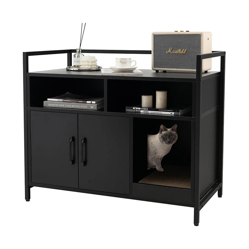 Stainless Steel And Wood Cat Box With Lid New Design Sideboard Cabinet For Dining Living Room Bedroom Use