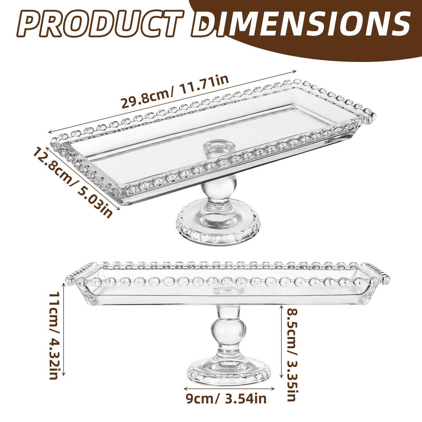 1Pcs High-Base Crystal Glass Multi-Function Fruit Tray for Dining Table Buffet Restaurant Use Snack Dessert Serving Transparent