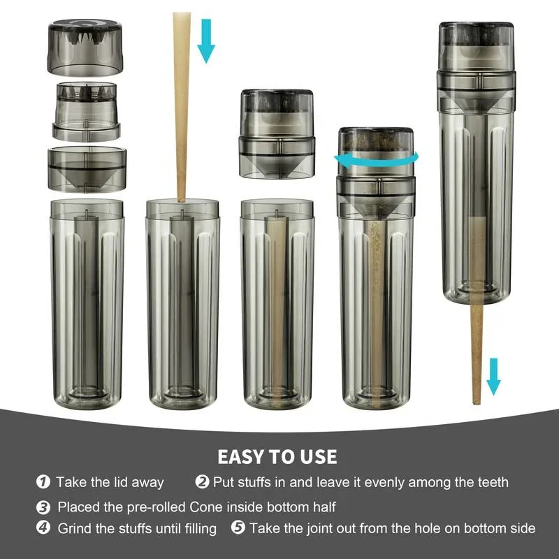 3 in 1 Tobacco Grinder with 110mm Rolling Roller Tube Cigarette Filling Dry Herb Crusher Grass Storage Smoking Accessories