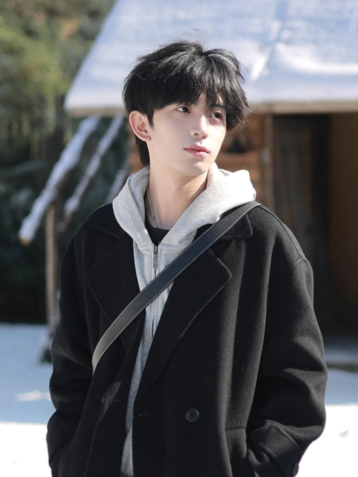 

Мужское зимнее шерстяное пальто Bla выше колена, утепленное, с отложным воротником, в корейском стиле, средней длины, модная верхняя одежда