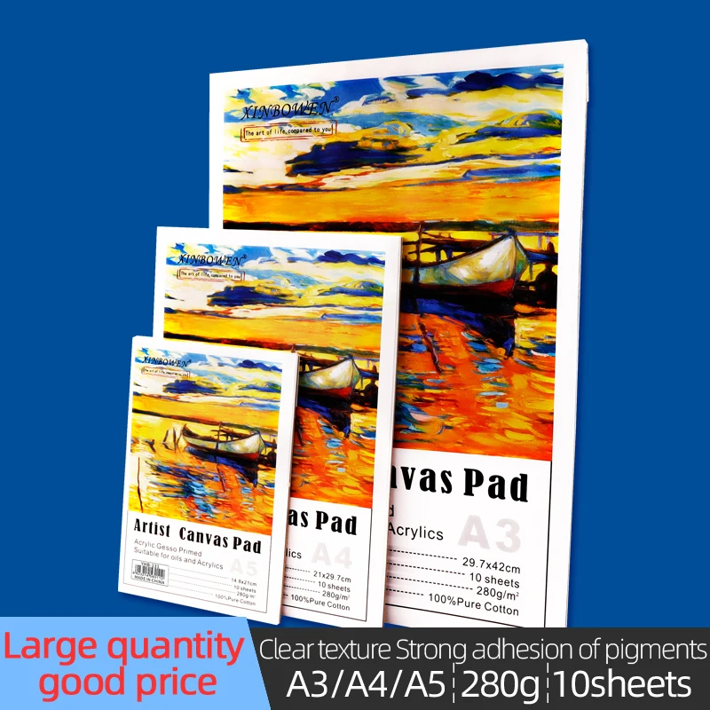 280 GSM Artist Canvas Pad A3/A4/A5 Oil Painting Board 100% Cotton Sketch Pads for Art Students Thick Textured Painting Paper