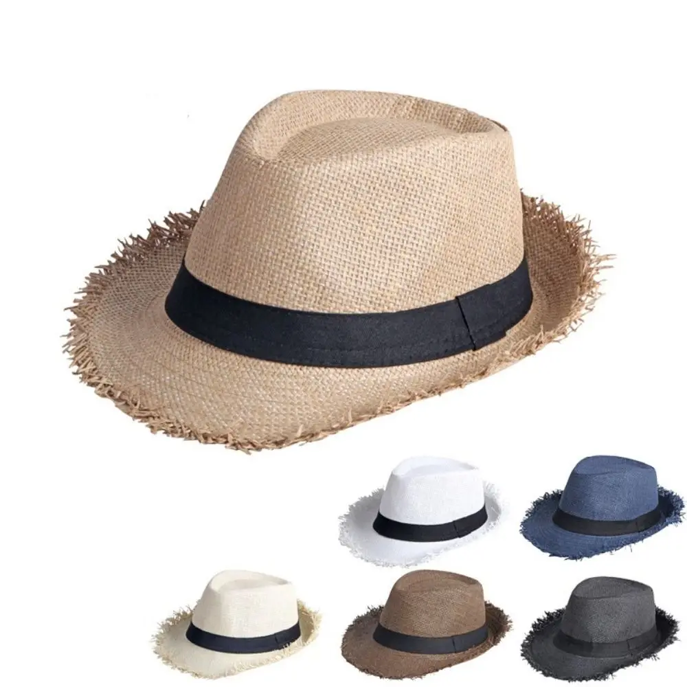 Fashion Summer Straw Trilby Sun Hat Ladies Women Men Summer Panama Designer Fedora Beach Caps