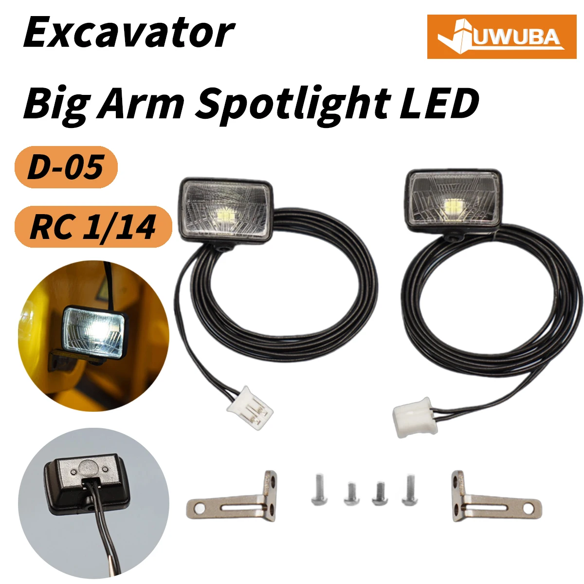 Hydraulic Excavator Big Arm Spotlight LED Headlight for Tamiya 1/14 RC Tractor Truck DIY Upgrade Lighting Parts Model