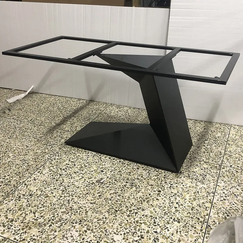 Customized wrought iron table foot bracket light luxury table leg large plate desk metal support frame rock plate dining table f