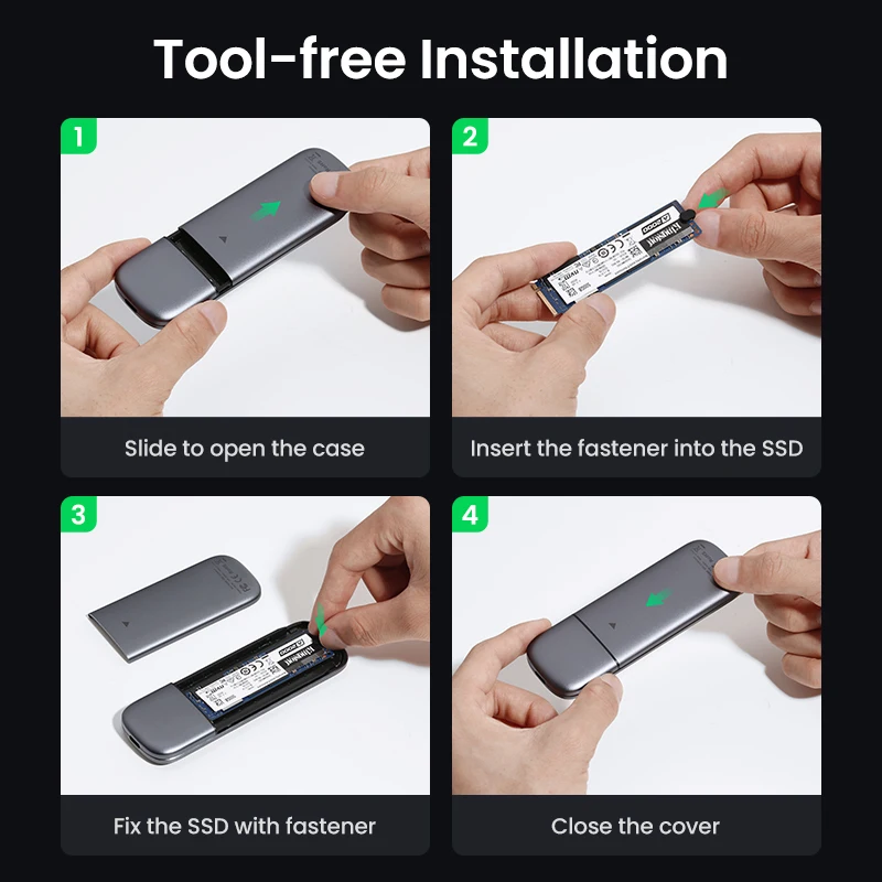 UGREEN-SSD 케이스 6Gbps NGFF SATA M2 SSD 케이스 SATA To USB SSD 케이스, 외장 하드 드라이브용 M & B-Key & B-Key M.2 SSD 케이스