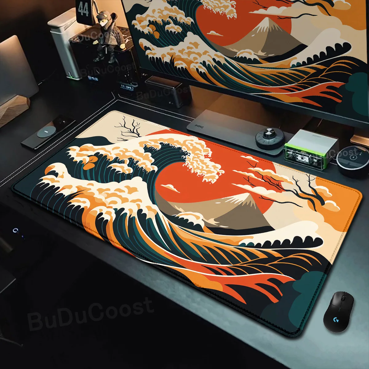 Japanese The Great Wave of Kanagawa Large Gaming Mousepad 800x300mm Gamer Keyboard Lock Edge Desk Mats Office Laptop Accessories