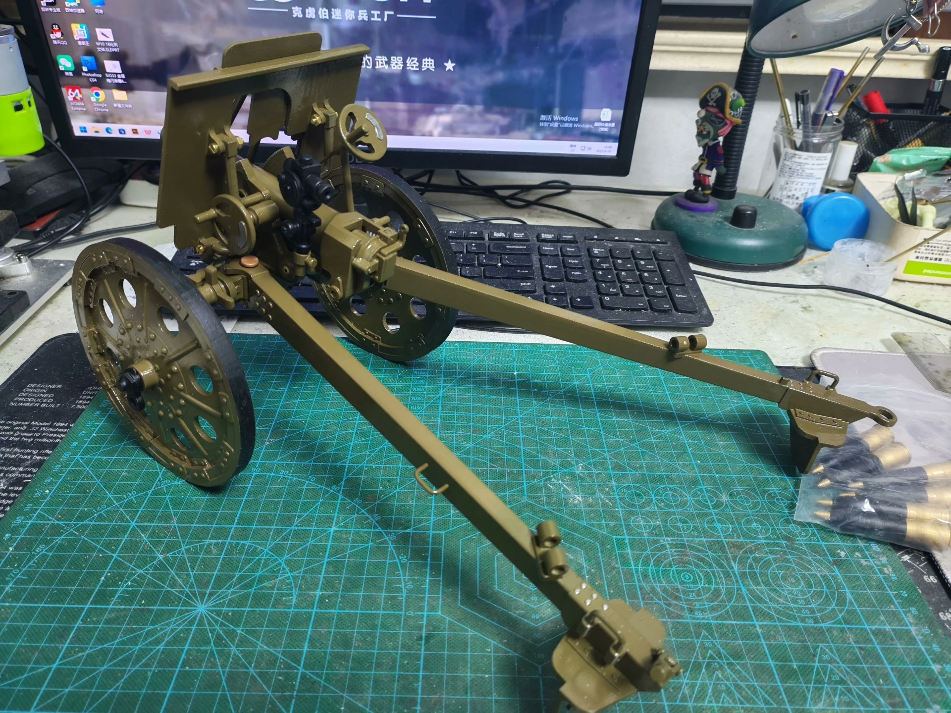 1/16 3D Printed WWII Type 92 Infantry Gun Model Nylon High-Precision Resin Parts, Brass Shaft System, Military Collectible