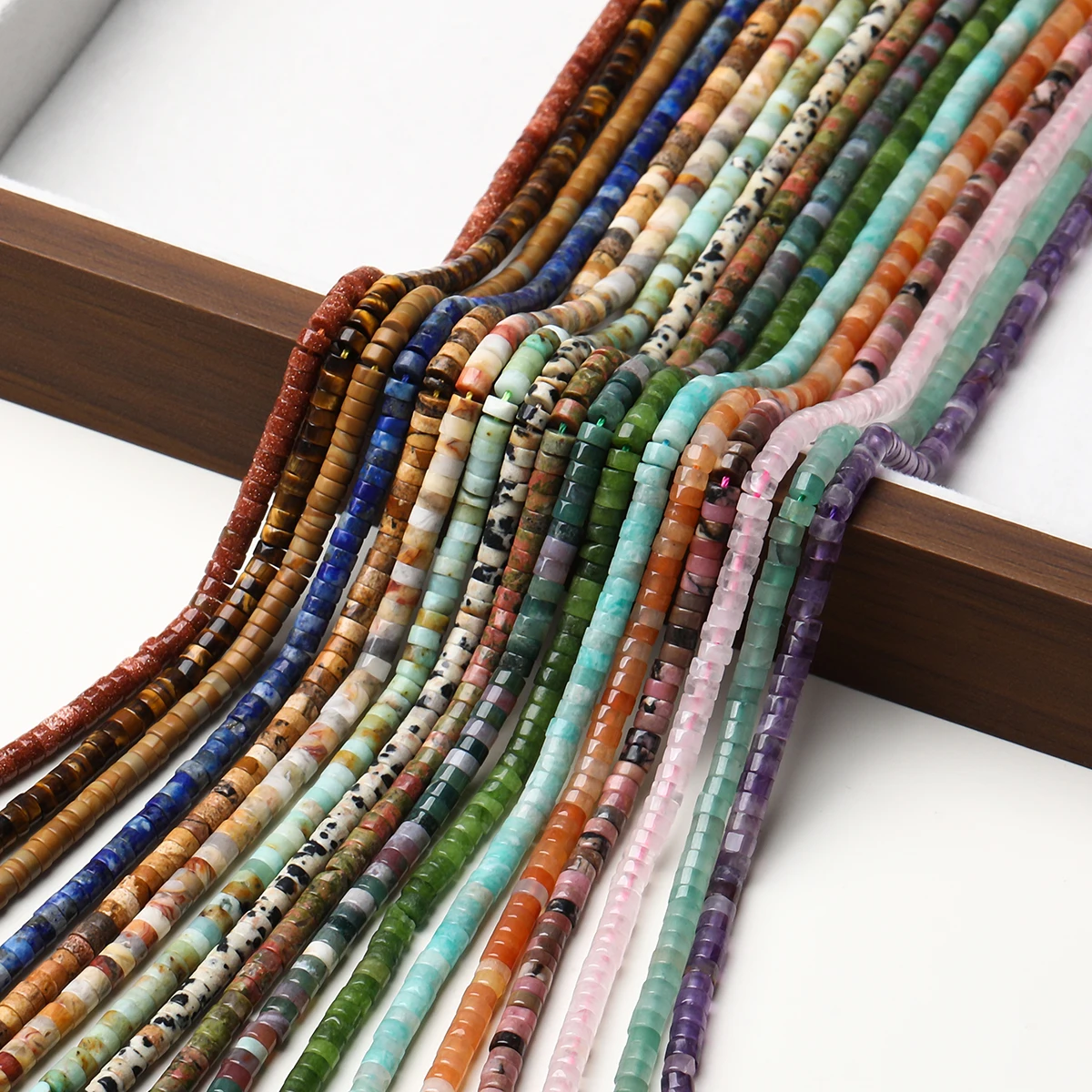 4*2mm Naturstein-Flachperlen aus Quarz, Jaspis und Achat, lose Spacer-Heishi-Perlen für die Schmuckherstellung, DIY-Armband, Halskette, 15" – Detail 6