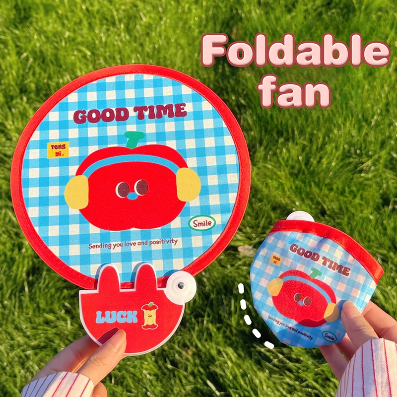 Cartoon Cute Folding Group Fan Outdoor Photography Reflective Plate Mini Round Convenient Pocket Fan Portable Folding Fan