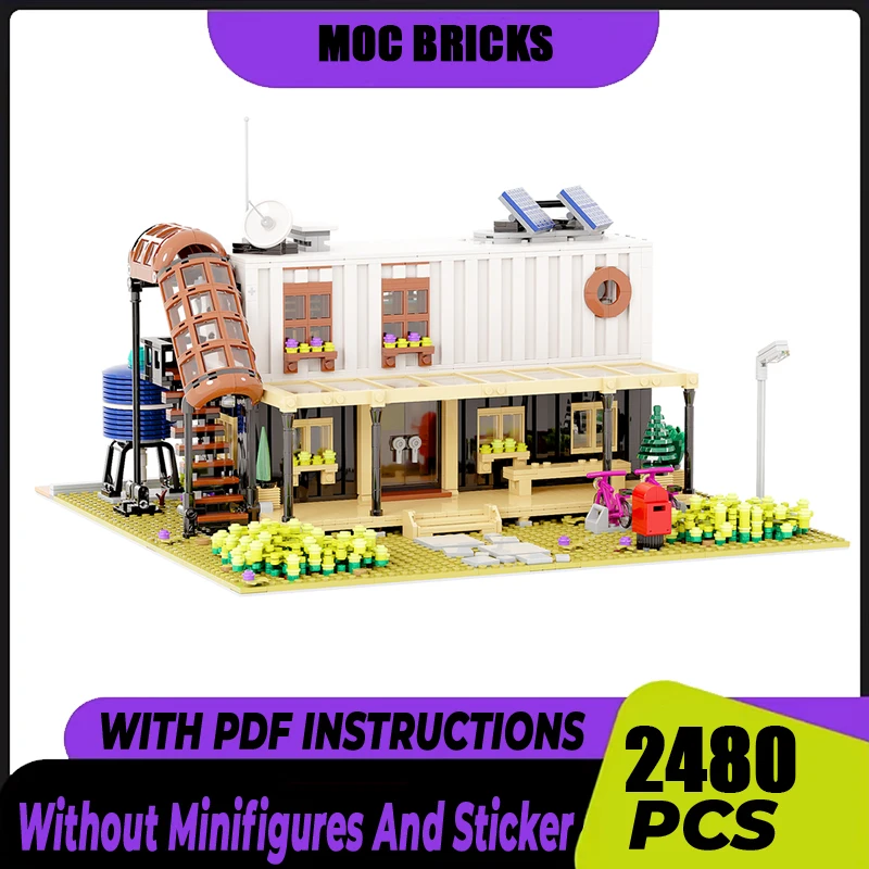 Street View Model Moc Building Blocks  Container House II Model Technology Brick DIY Assembly Construction Toy Holiday Gifts