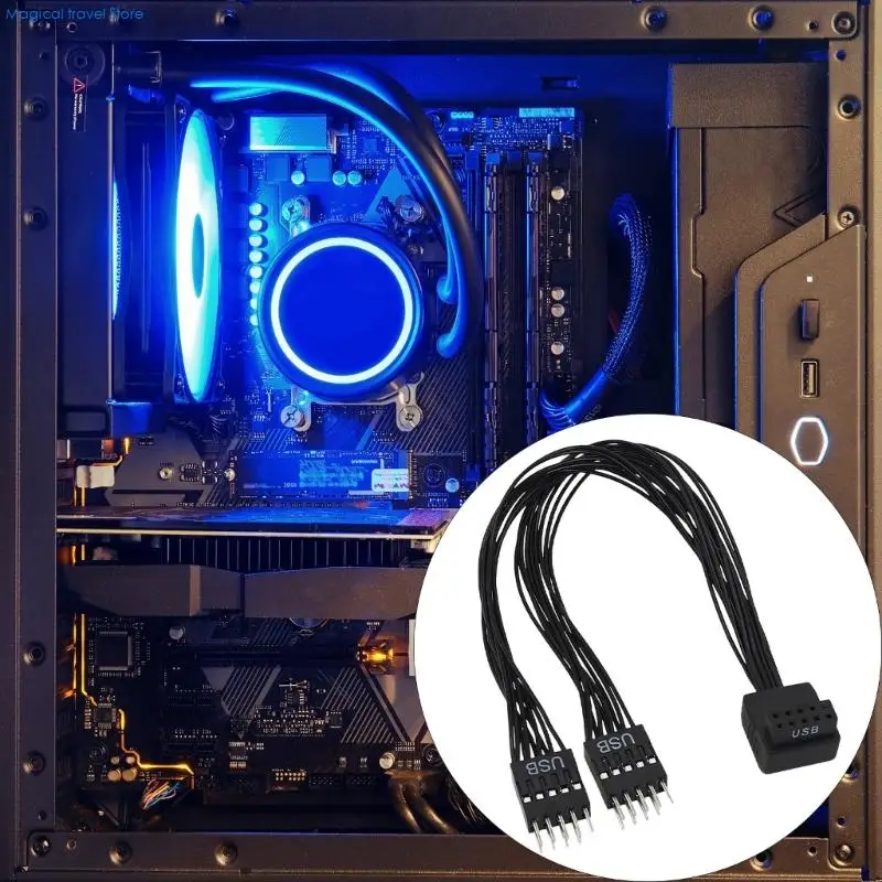 N2UB Quick Toolless Installation USB Bent Header 9Pin Splitter Cable for Efficiency