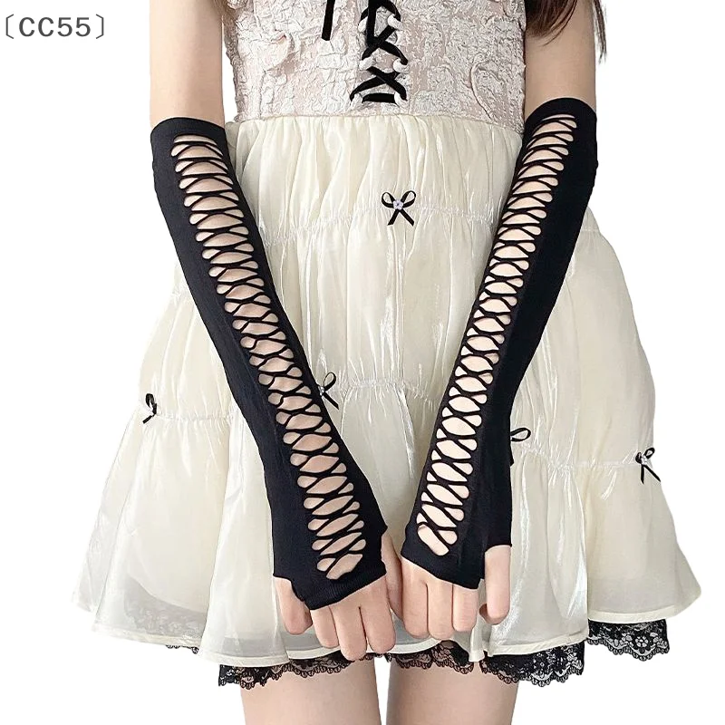 

tipoCC55 VissCC55larlaЖенские перчатки до локтя в стиле панк Сексуальные кружевные длинные варежки с вырезом из сетки с крестом Вечерняя вечеринка Одежда для танцев и развлечений