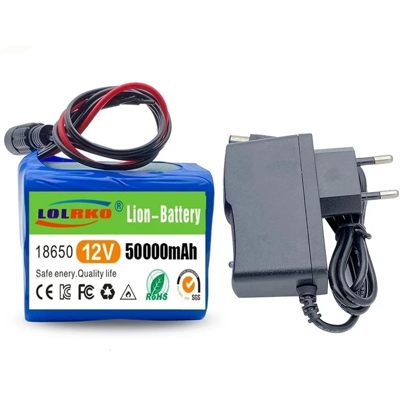 12V 50000mah battery 18650 Li-ion 50Ah Rechargeable batteries with BMS Lithium Battery packs Protection Board +12.6V Charger