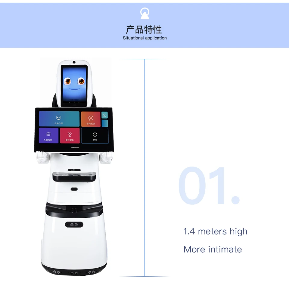 Panduan Showroom layar ganda Robot sambutan komersial AI Humanoid Roboter AI terbaik untuk resepsi