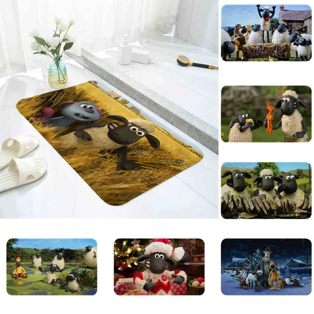 

S-Shaun The Sheep Floor Mat Home Durable Floor Mat For Entrance Bedroom Washroom Bathroom Doorways Absorbent Non-Slip Foot Mats