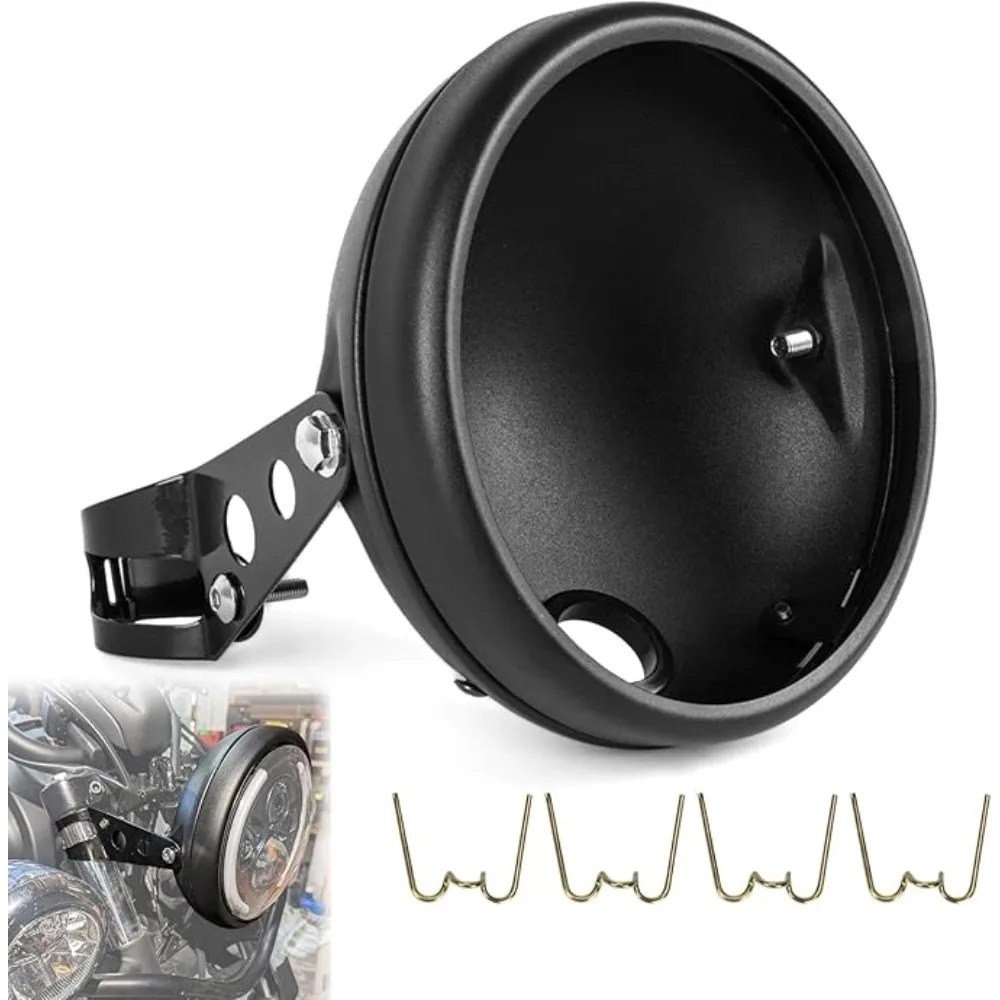 

Motorcycle 7 Inch Universal Front Light Headlight Headlamp Housing Bucket with Fork Brackets for 30 to 43mm Fork Tubes