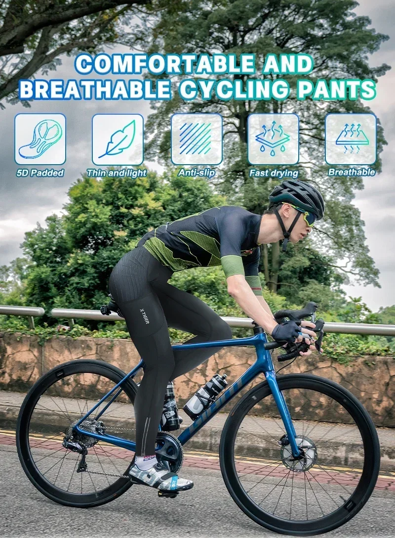 X-TIGER Männer Fahrrad hose 5d Gel gepolsterte Radhose Leggings Outdoor Reiten Mountain Road Fahrrad hose zwei Seiten bein Reiß verschlüsse – Detail 1
