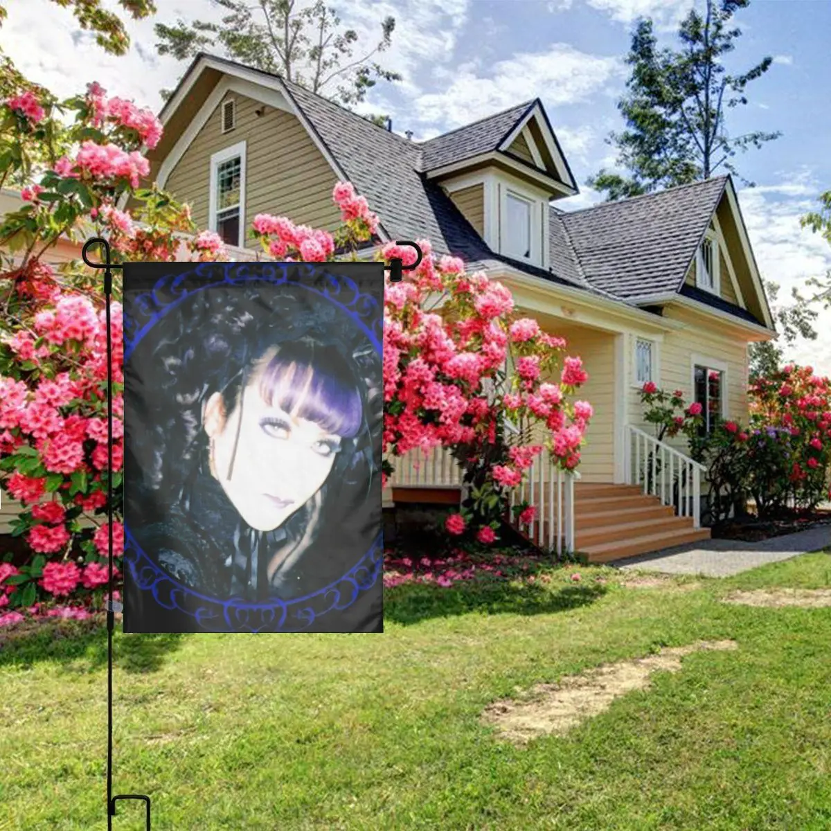 Custom Malice Mizer Mana Sama Moi Meme Moitie Garden Flag Double Sided Outside Yard Flags 12x18 Inch for Outdoor Decor