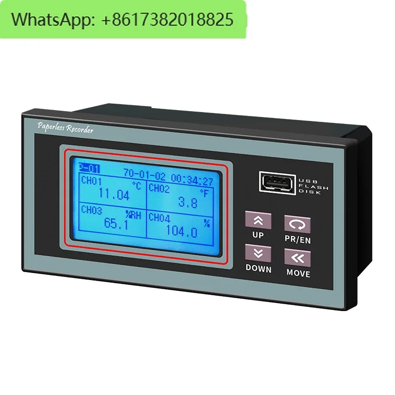 LCD display MODBUS-RTU rs232 rs485 multi use industrial 16 channels mini blue Paperless Recorder  temperature data logger