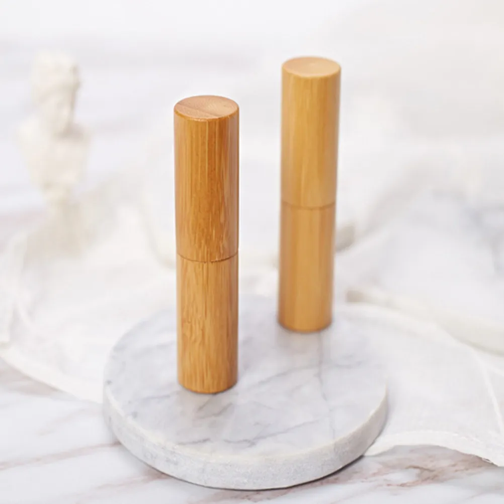 Empty Lip Balm Tubes 3 Pack 12 Point 1mm Bamboo Design DIY Lipstick Containers Smooth Push Wheel Travel Size