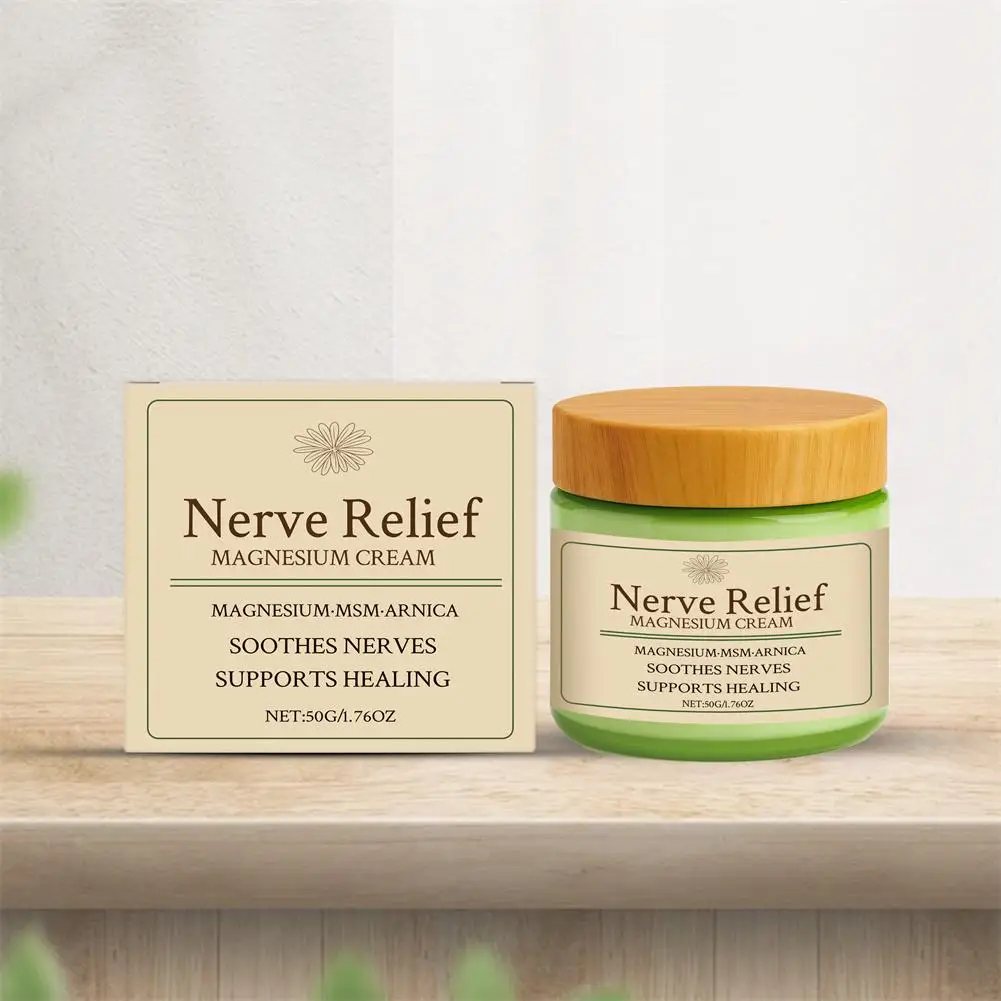 Crema de magnesio para alivio de nervios de 50 g, alivio del malestar muscular, apoyo para un sueño reparador, alivio tópico corporal para el estrés