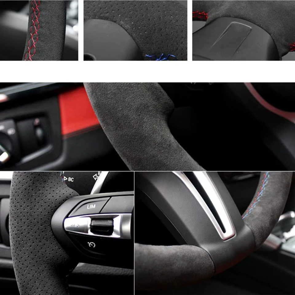 Anpassung Schwarz Wildleder Hand Nähen Auto Lenkrad Abdeckung Für Volkswagen Golf 5 Mk5 GTI VW Golf 5 R32 Passat R GT 2005 – Detail 2