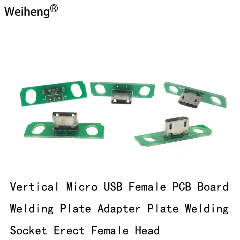 5 Pcs Vertical MicroUSB Mothermount PCB Weld Adapter Plate Socket Erect the Female Charging Board At 180 Degrees