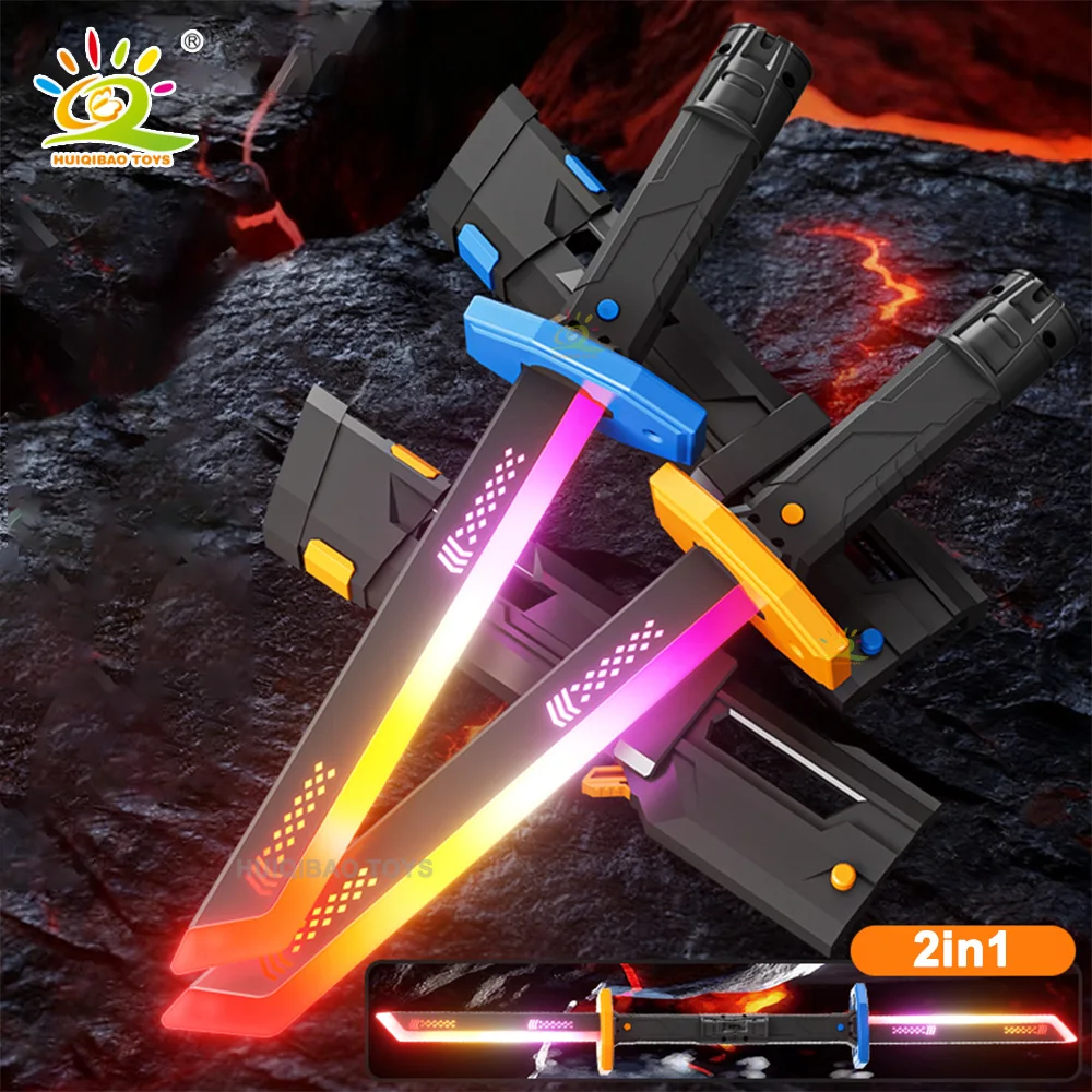 Épée multicolore brillante avec effets de fumée, du son et de la lumière-cadeau de jouet de combat de fête en plein air pour adultes et enfants