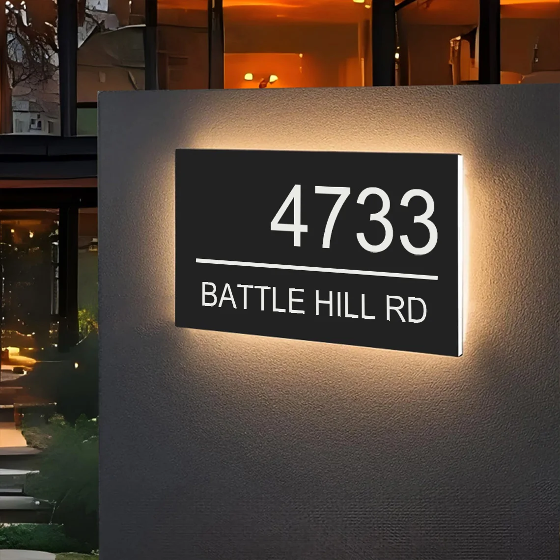 

Custom Illuminated House Number Sign Backlit Address Plaque Modern Simple Metal with Acrylic Address Plaque New House Gift