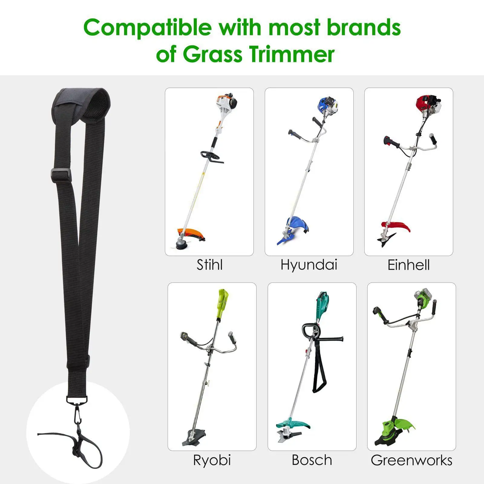 Grass Trimmer Shoulder Strap Nylon Adjustable Harness Portable Replacement Parts for Mini Grass Trimmer Garden Tool view 2