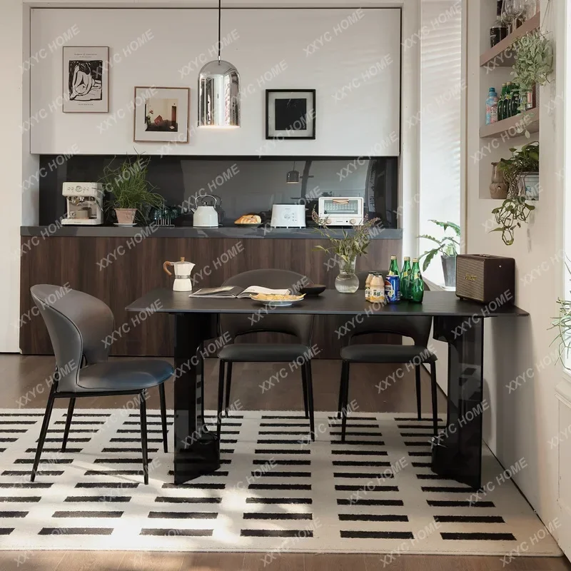 HMinimalist rock slab dining table Modern minimalist premium acrylic household rectangular table