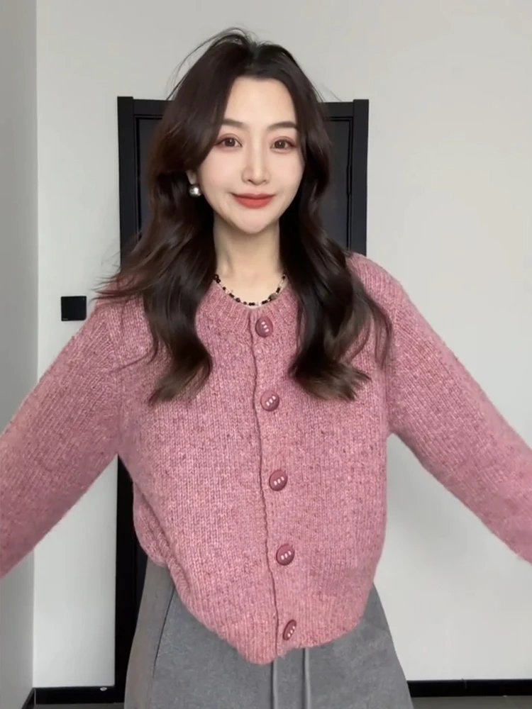 

Ladies Thiened Loose Open Cardigan Sweater Outerwear Autumn Winter Ele Simple Sle Knitted Top Soft Polyester Fiber