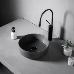 Round table basin Balcony wash basin Small size bathroom Industrial wind micro cement washbasin