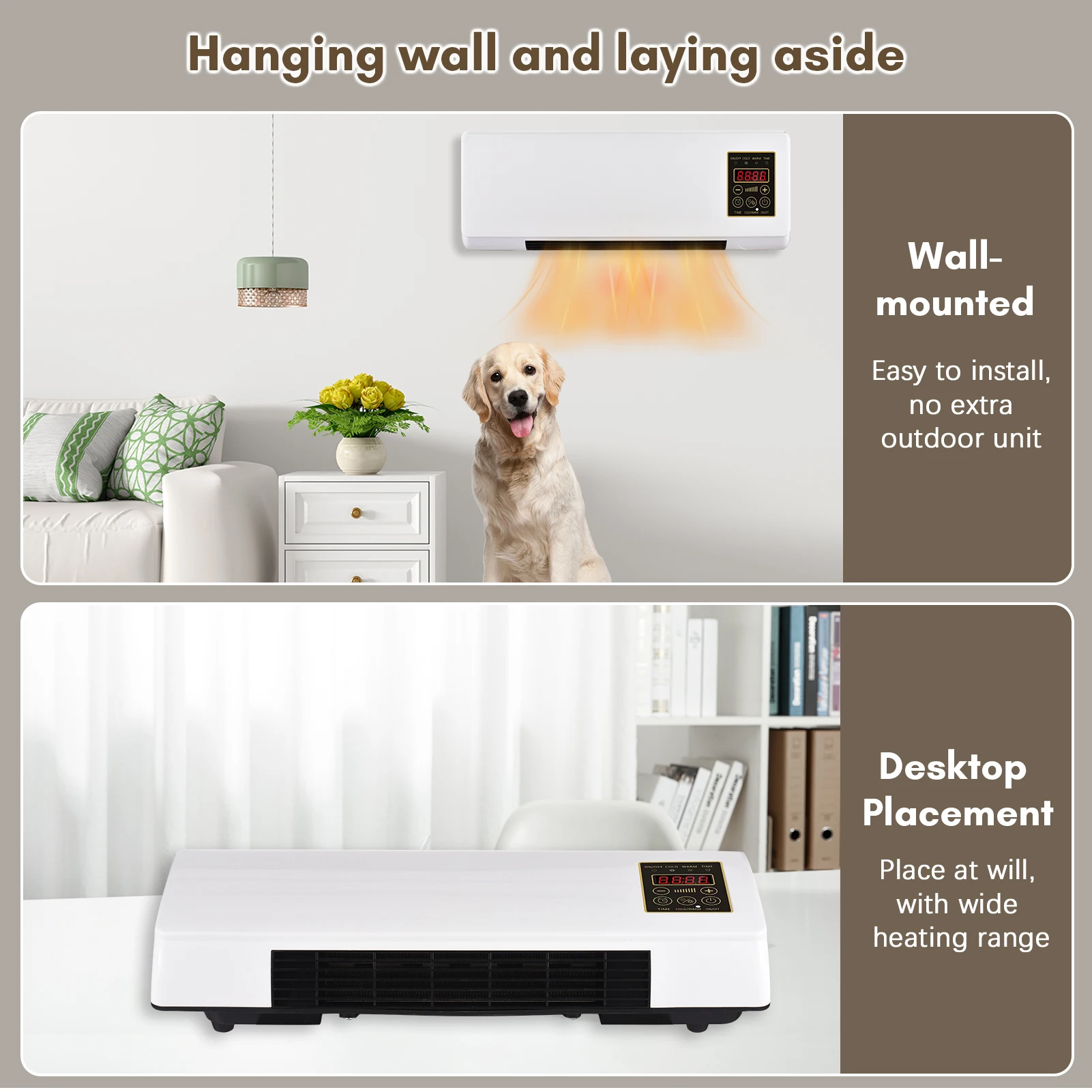 مكيف الهواء المحمولة وسخان 2in1 سخان كهربائي تكييف الهواء لغرفة النوم التدفئة والتبريد مع وحدة تحكم عن بعد