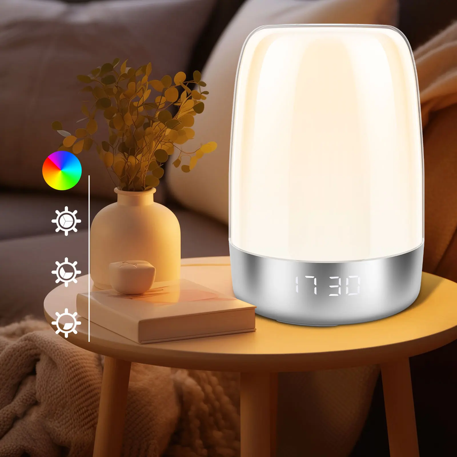 Sunrise Alarm Clock Adjutsable White Sunrise Alarm Clock Light Verstaile Wake Up Night Light Low Noise Dimmable Sun Light Lamp