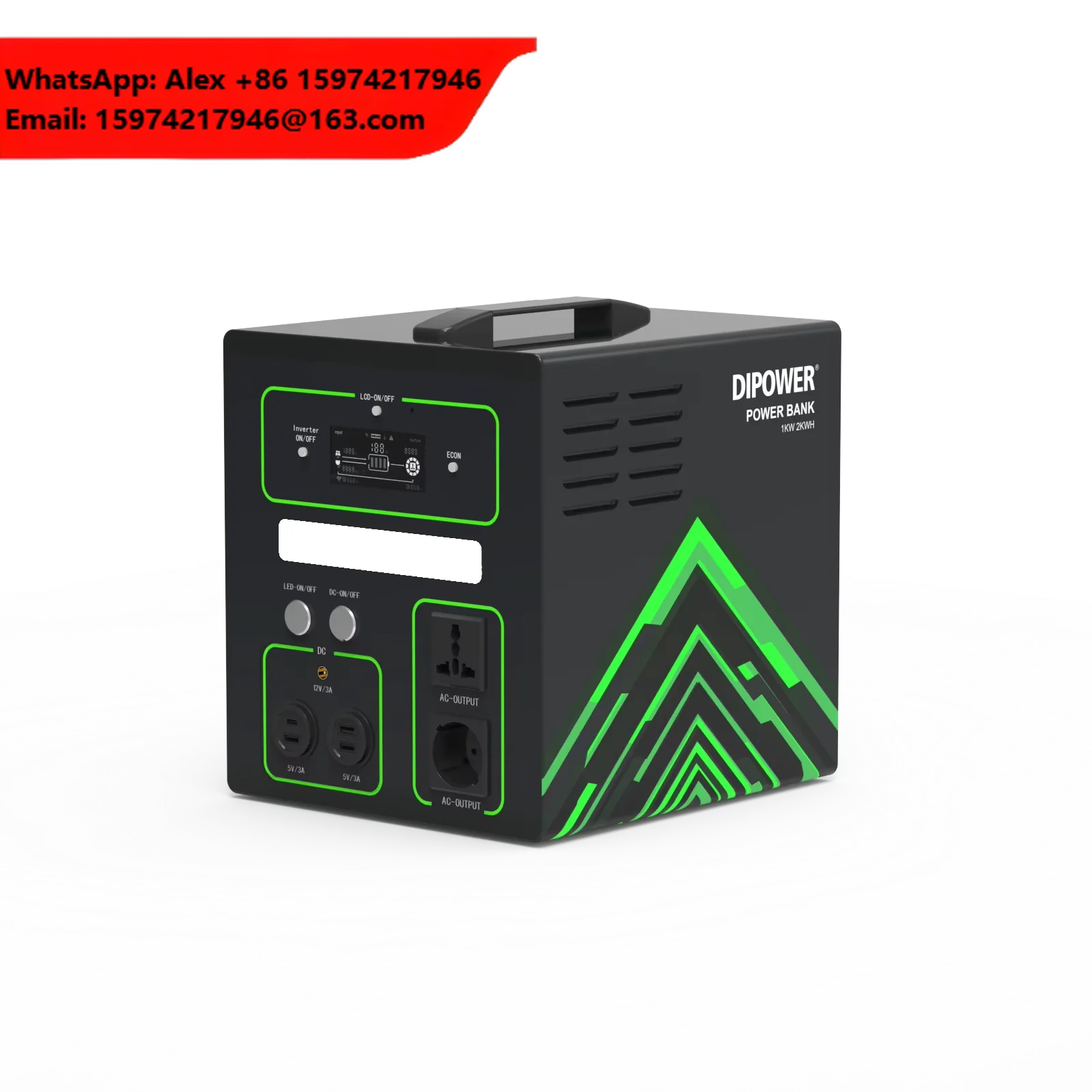 1000W Inverter Solar Power Station 2000Wh Battery Capacity Portable Energy Storage Generator For Camping And Home Use