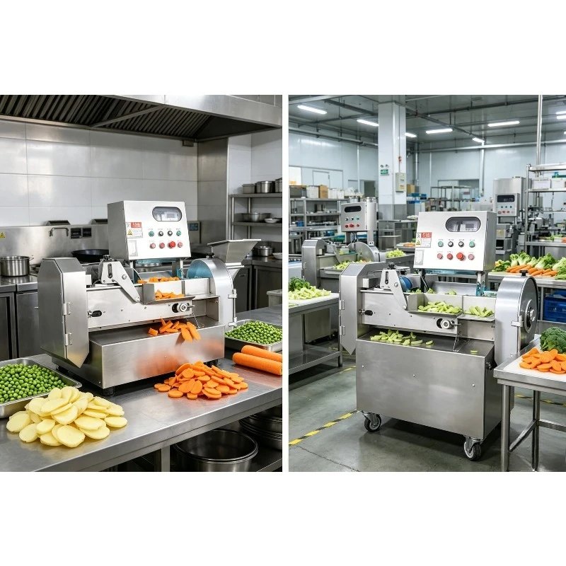Commercial Veg Cutter Machine, Dual Head Fruit Slicer with Detachable Blades, Heavy Duty Chopper for Restaurant & Food Factory