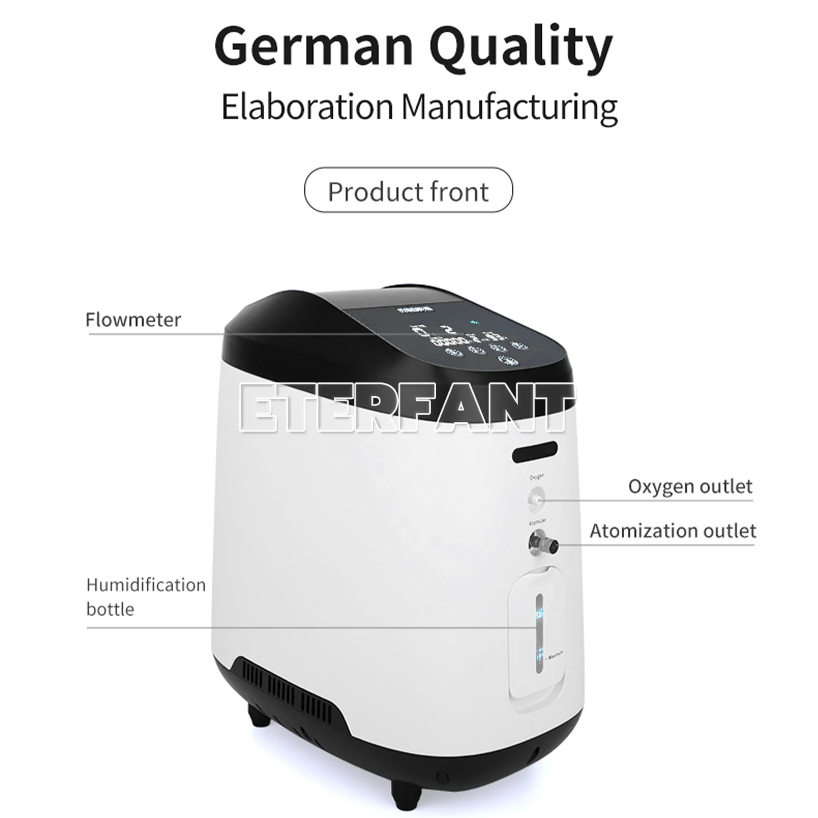 ETERFANT Portable O xygène -Equipment Home Machine 2-9L 35% -90% Home Office Travel 110V LCD Touch Screen Adjustable
